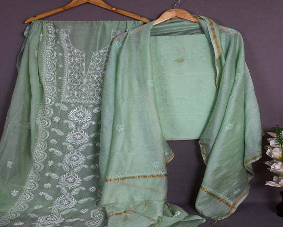 Mint Chikankari Suit Piece