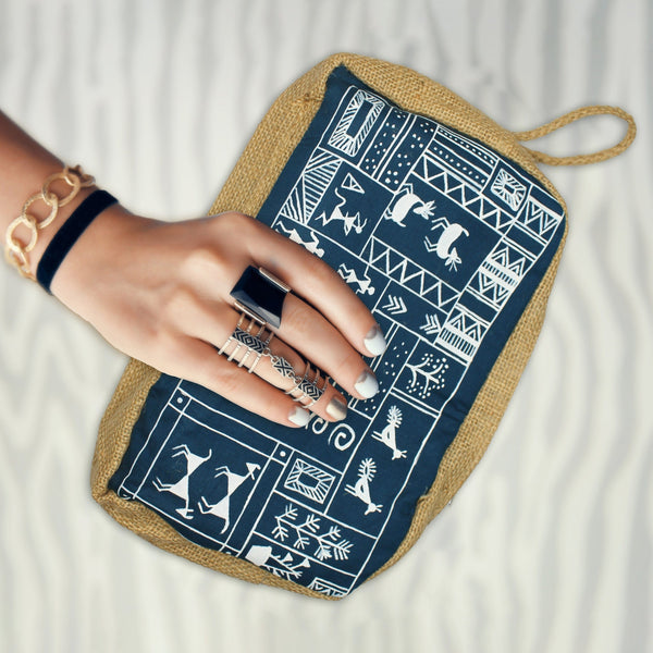 Jute Pouch, Warli Art