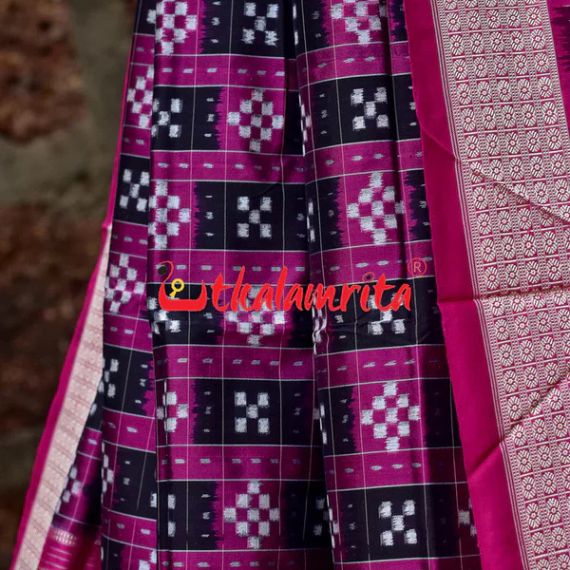 Black Magenta Pasapali Sambalpuri Silk Saree