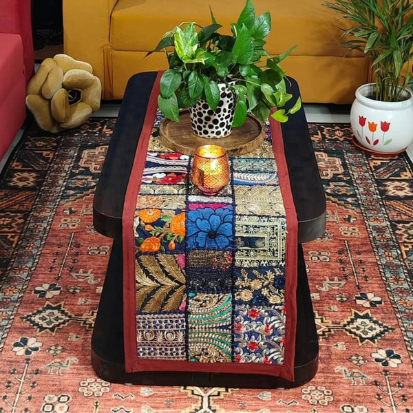 Kambhari Table Runner Brick Red From Rajasthan