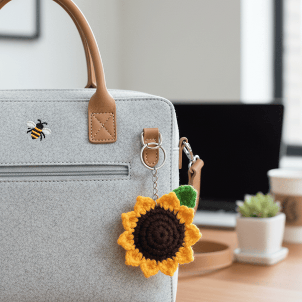 Handmade Crochete Sunflower Keychain