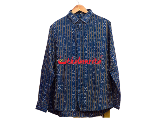 Blue Ikat Mens' Full Shirts