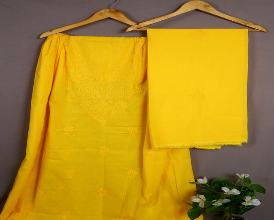 Hand Embroidered Chikankari Sunshine Cotton Suit Piece