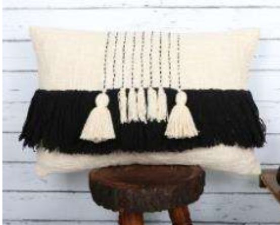 Fringe and Tassel Handwoven Cotton Pillow Cover