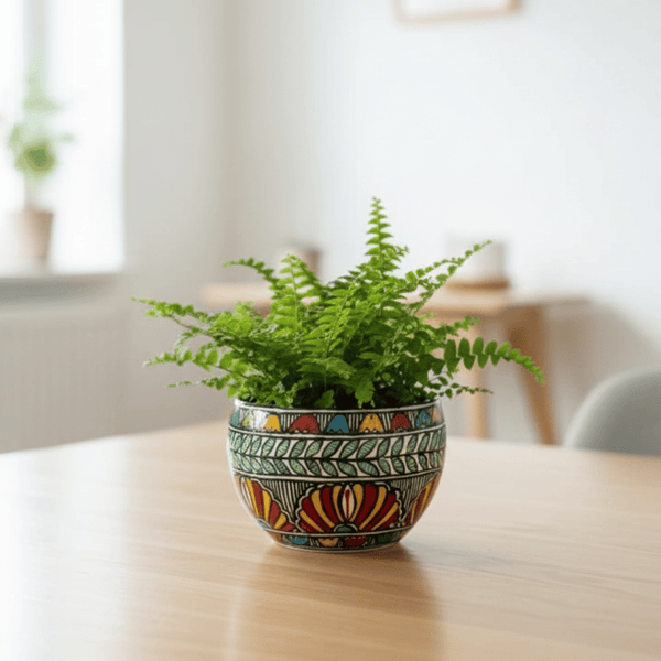 Hand-Painted Madhubani Iron Pot