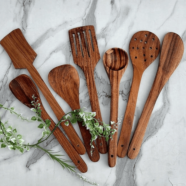 Pure Sheesham Wooden Serving / Cooking spoons - Set of 7