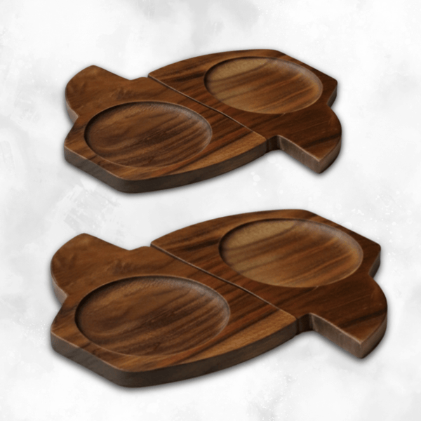 Cup-Shaped Wooden Coaster Set of 2
