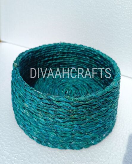 Teal Sabai Grass Hand Woven Basket