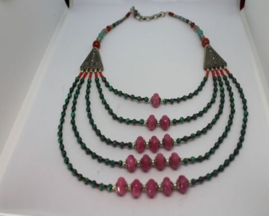 Multi-Stranded Beaded Necklace with Gemstones