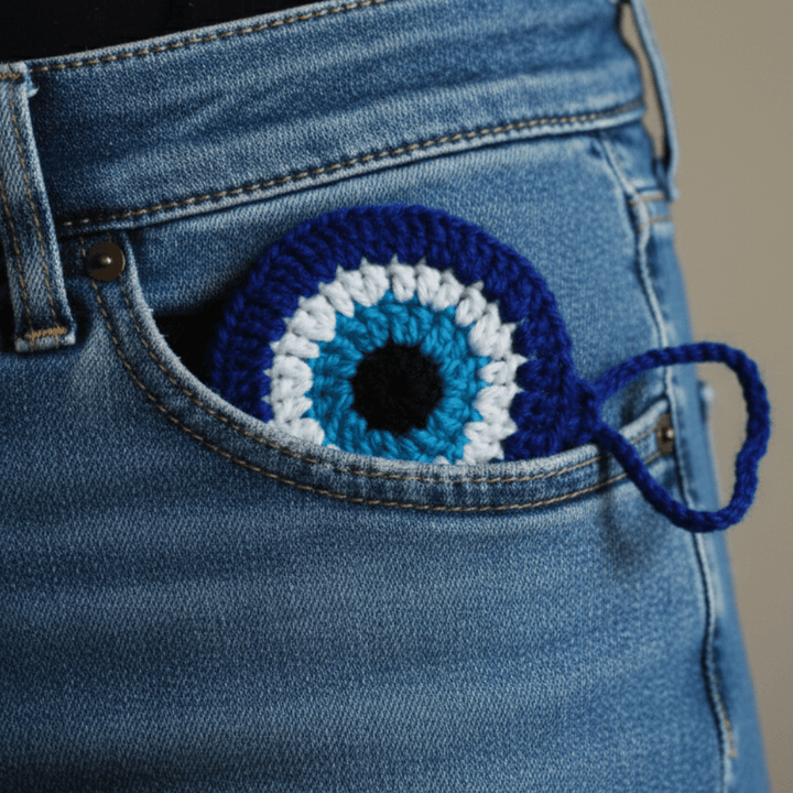 Evil Eye Wooden Earbuds Pouch