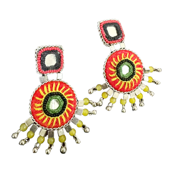 Metal and Thread Ear ring  with Small Dangling Jhumka