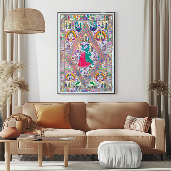 Kambhari Art Dancing Girl Wall Hanging from Barmer, Rajasthan