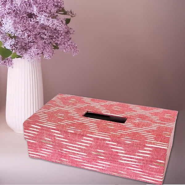 Pink Ikkat Handcrafted Rectangle Tissue Box