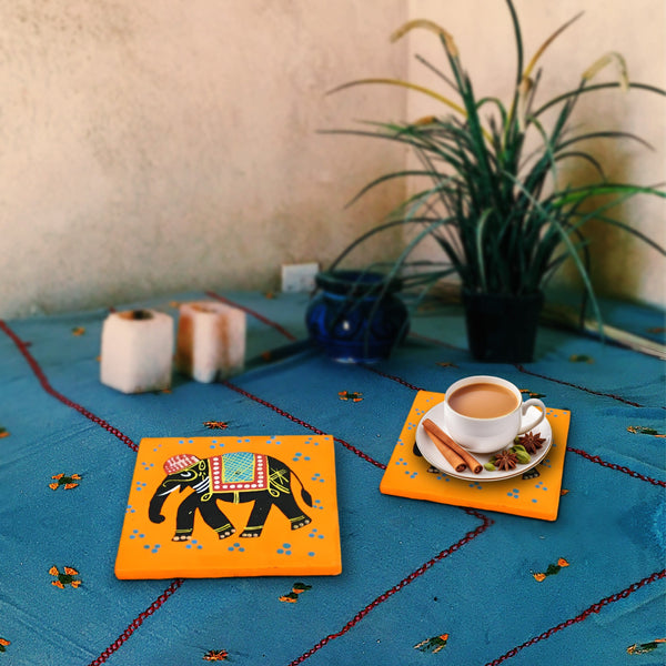 Elephant Design Tea Coaster Set