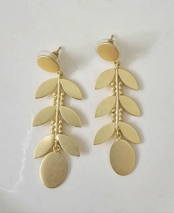 Gold-Tone Leaf-Shaped Earrings