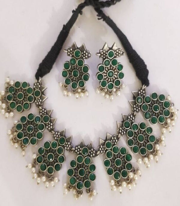 Oxidized Emerald Jewelry Set