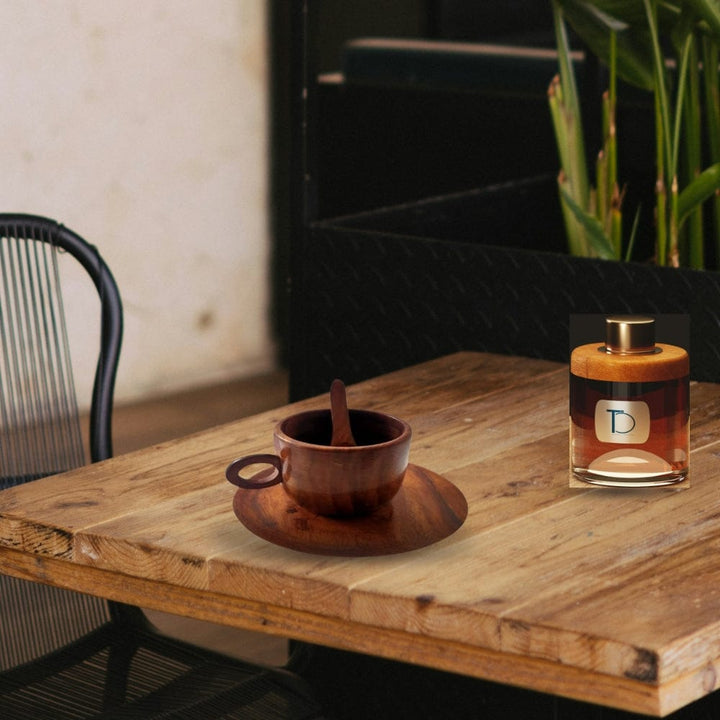 Natural Wood Tea and Coffee Cup with Saucer