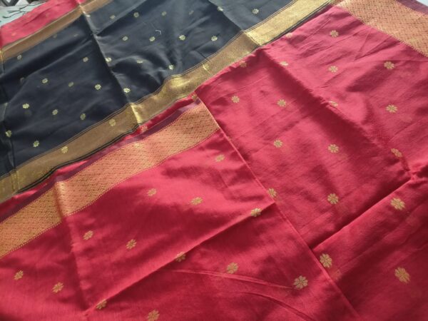 Traditional Handloom Saree in Red and Black