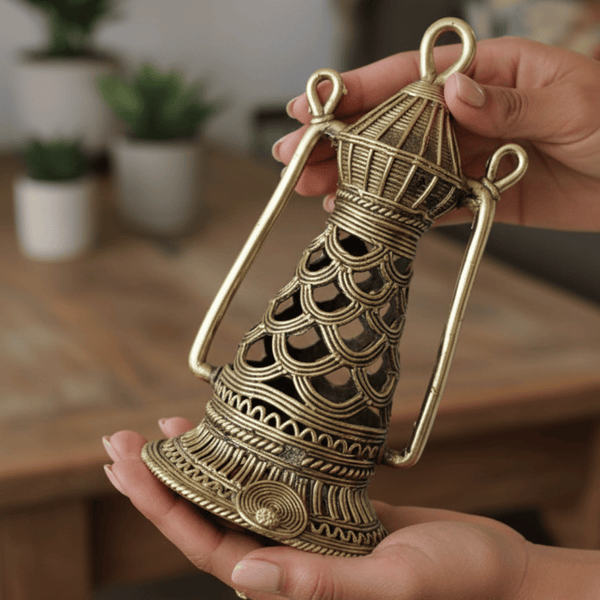 Handcrafted Dhokra Brass Lamp