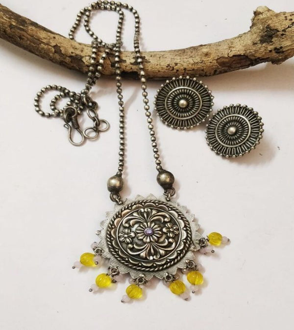 Oxidized Silver Necklace and Earrings Set