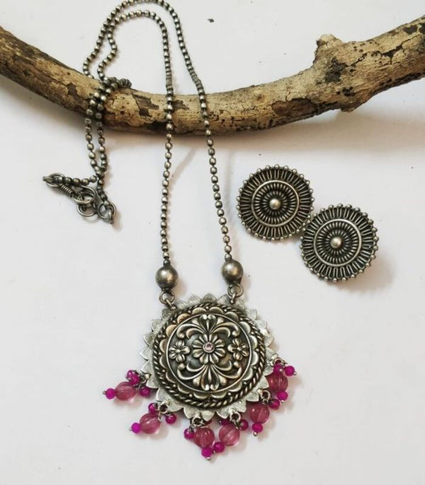 Oxidized Pink Planet Jewelry Set