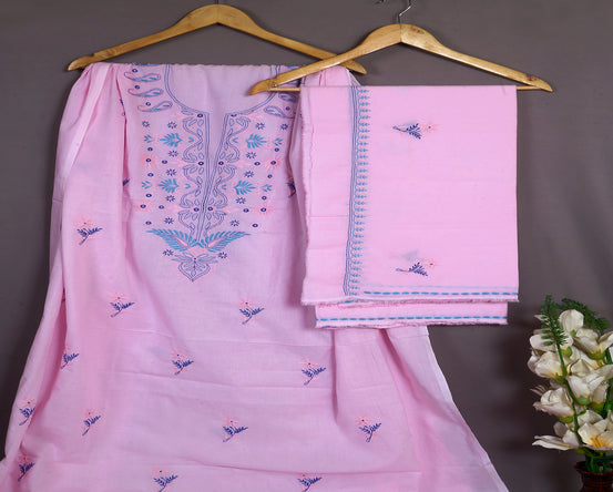 Pastel Handmade Chikankari Cotton Suit