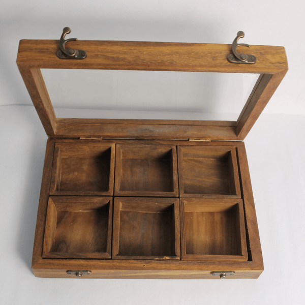 Premium Wooden Spice Organizer With 6 Compartment