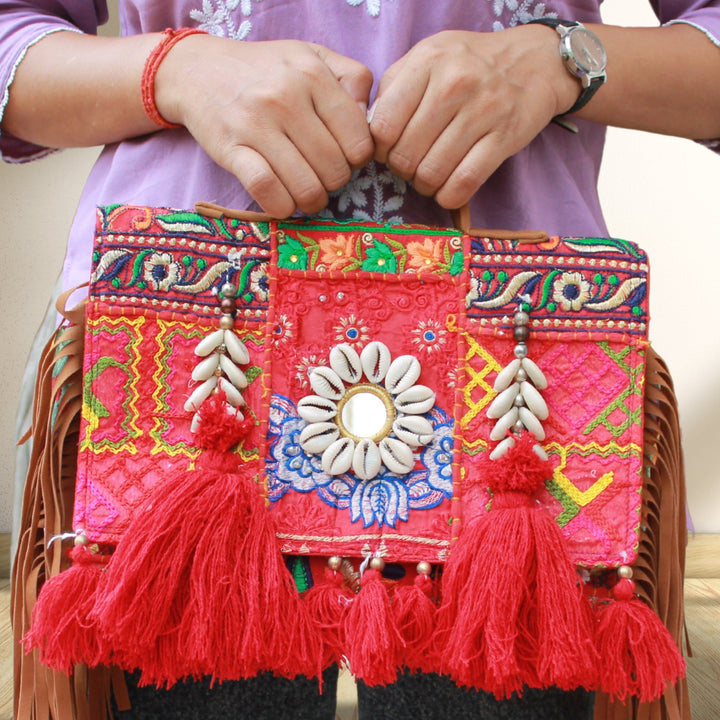 Handmade Kambhari Art Boho Hand Bag
