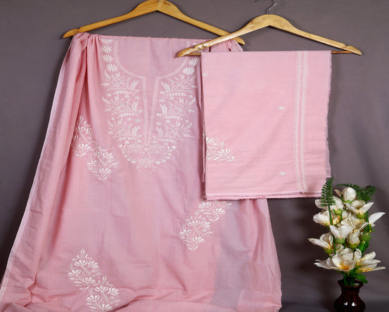 Floral Fantasy Suit Set with Hanndmade Chikankari Work