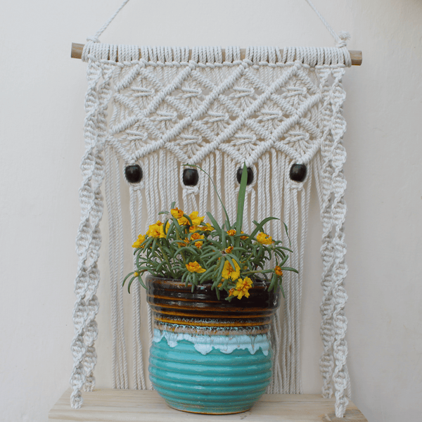 Macrame Wall Hanging Shelf, Single Shelf