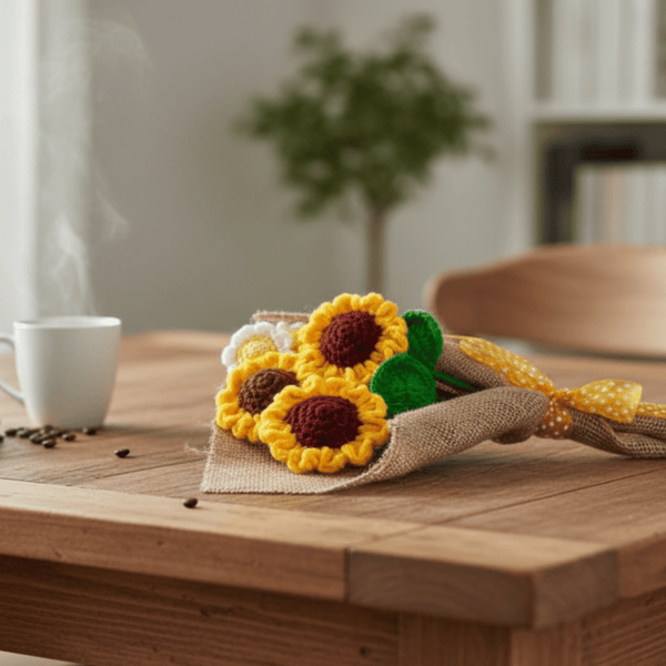 Handmade Crochet Sunflower Bouquet