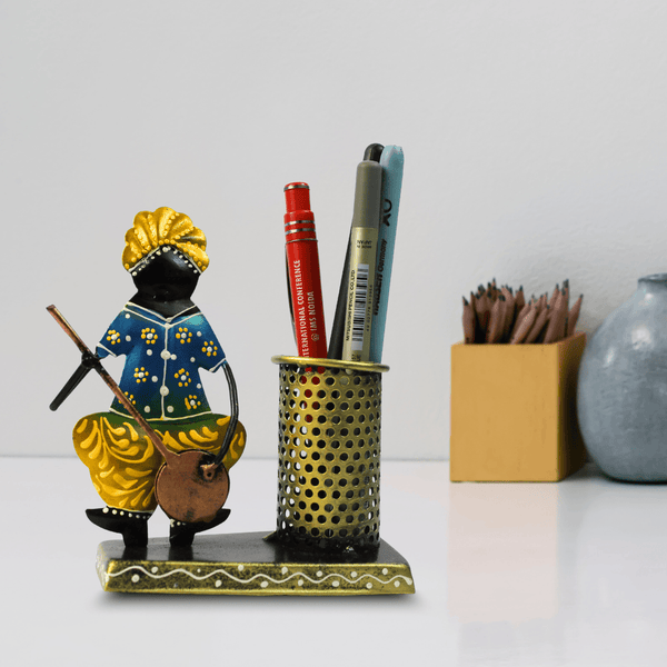 Mini Babla Pen Stand - Metal Art from Rajasthan