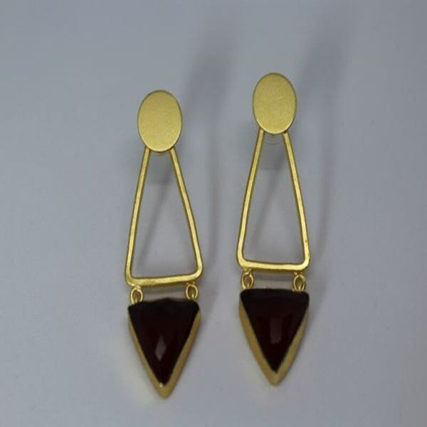 Gold Earrings with Red Gemstone