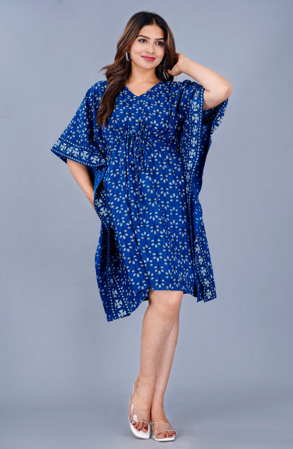 Handmade Block Print Versatile Kaftan With Authentic Indigo Dye