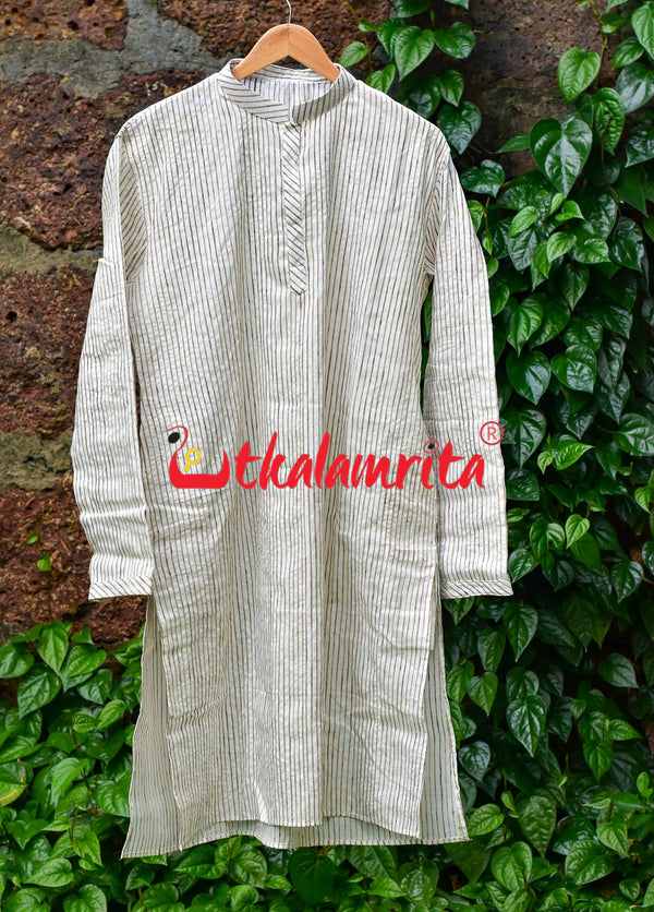 White With Tussar Stripes kurta