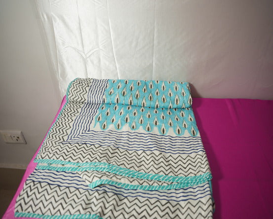 Calming Blue Printed Dohar (Light Blanket)