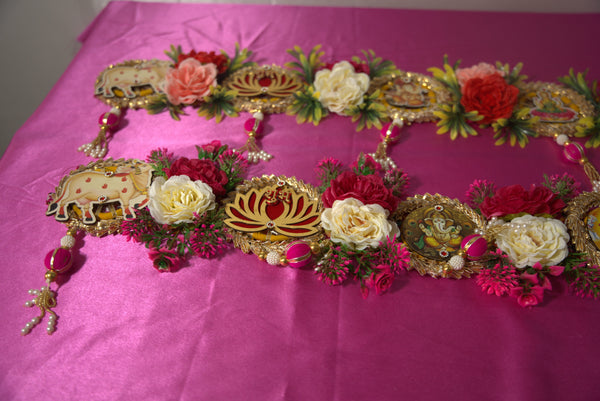 Handmade Red and Gold Flowers Banderwar (Door Decor)