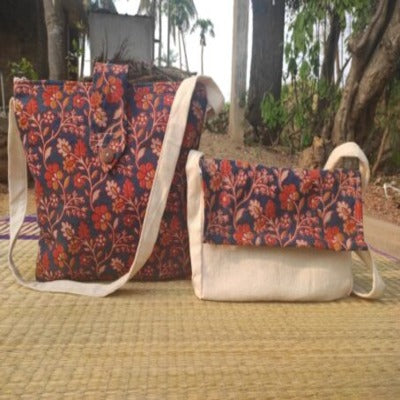 Canvas Totes with Kalamkari Panels – Combo Set