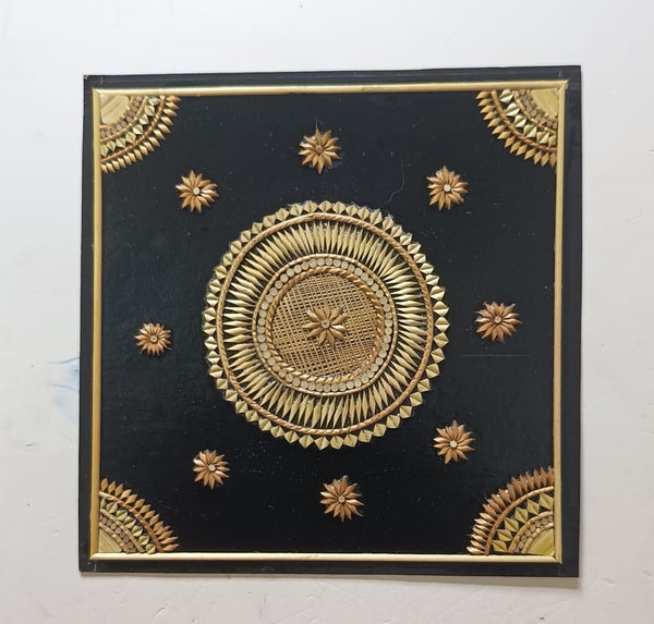 Golden Mandala Sikki Grass Wall Hanging