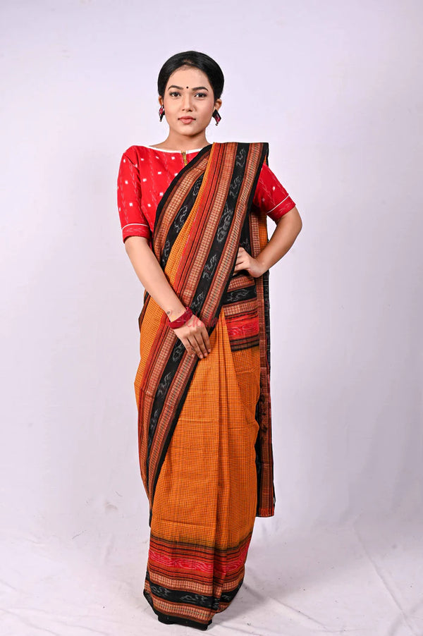 Yellow Sachipar Sambalpuri Cotton Saree