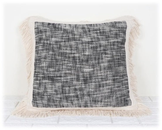 Black and White Textured Handwoven Cotton Cushion Cover