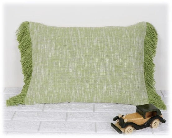 Green Oasis Handwoven Cotton Pillow Cover