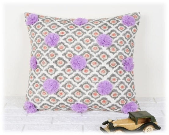 Pom-Pom Paradise Handwoven Cotton Cushion Cover