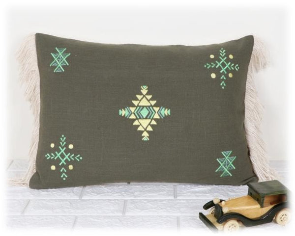 Fringe Fiesta Lumbar Pillow in Handwoven Cotton