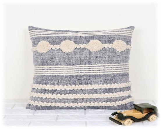 Seaside Serenity Handwoven Cotton Cushion Cover