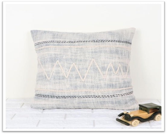 Classy Grey and White Handwoven Cotton Cushion Cover