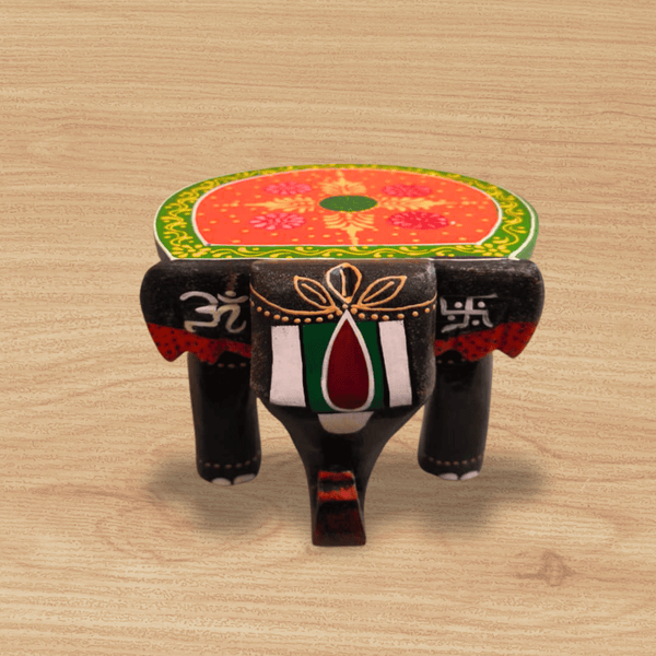 Traditional Elephant Stool in Black