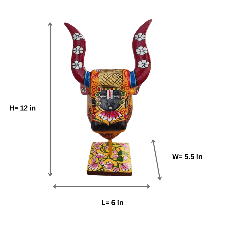 Wooden Cow in Sunlit Yellow and Brick Red