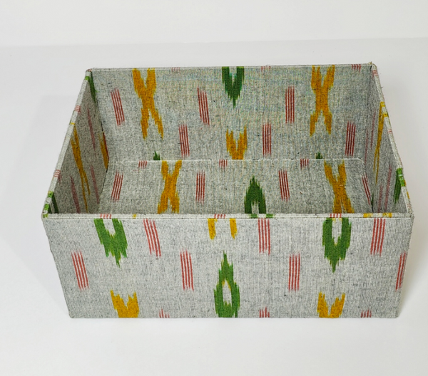 Wood and Cotton Fabric Single Open Storage Box