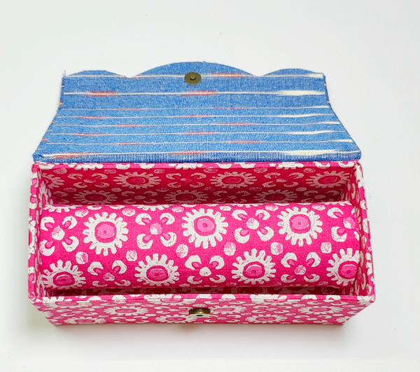 Ikkat Blue and Pink Handcrafted Bangle Box